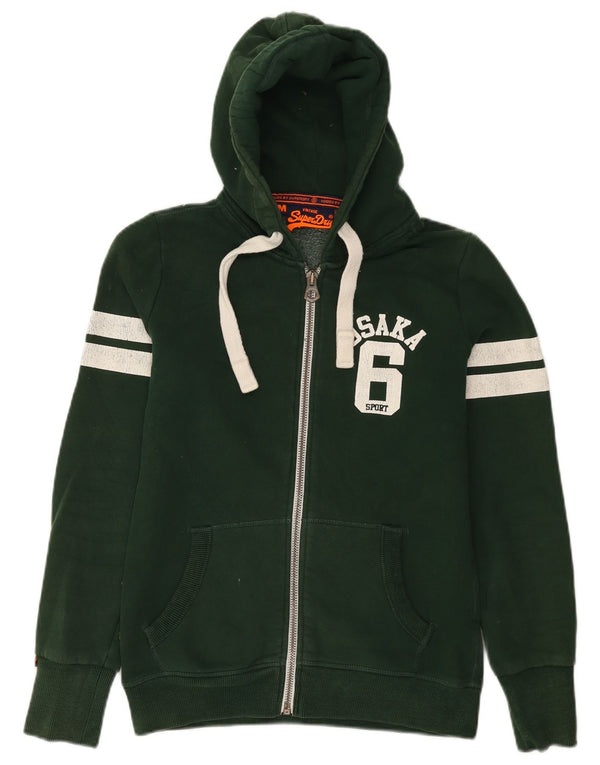Pulover Superdry pentru femei Osaka Graphic Zip Hoodie UK 14, bumbac verde mediu