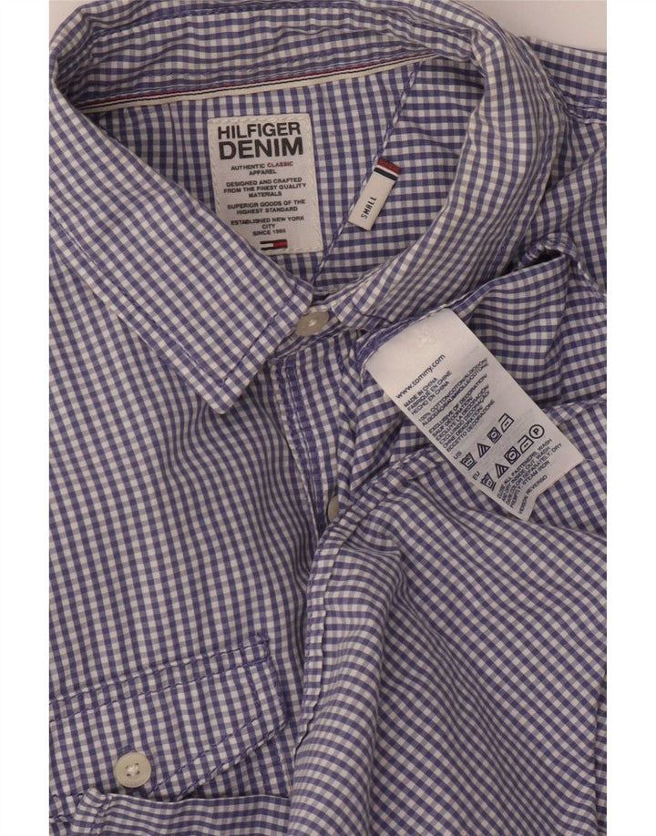 Cămașă militară Tommy Hilfiger pentru bărbați, din bumbac cu vichy albastru mic