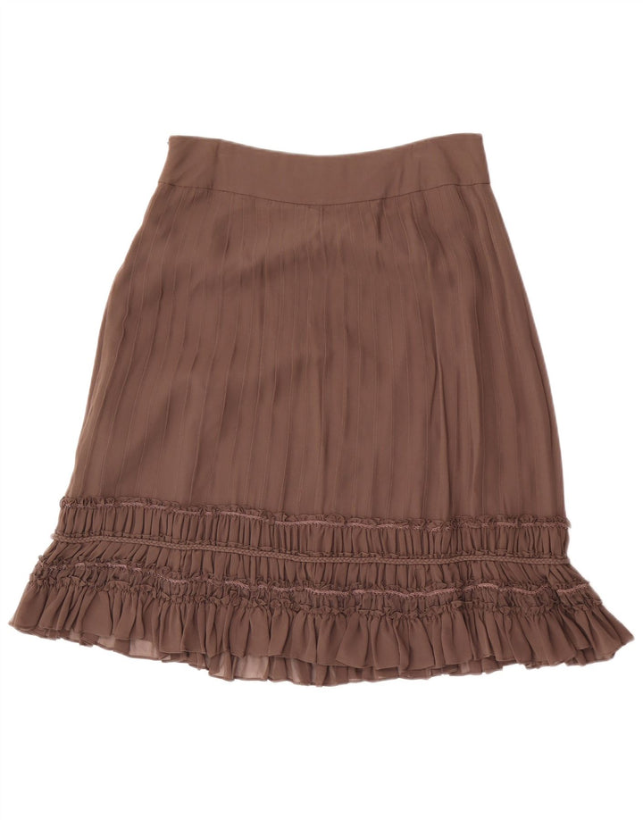 Fenn Wright Manson Fusta cu volane pentru femei UK 12 Medium W32 Brown Silk