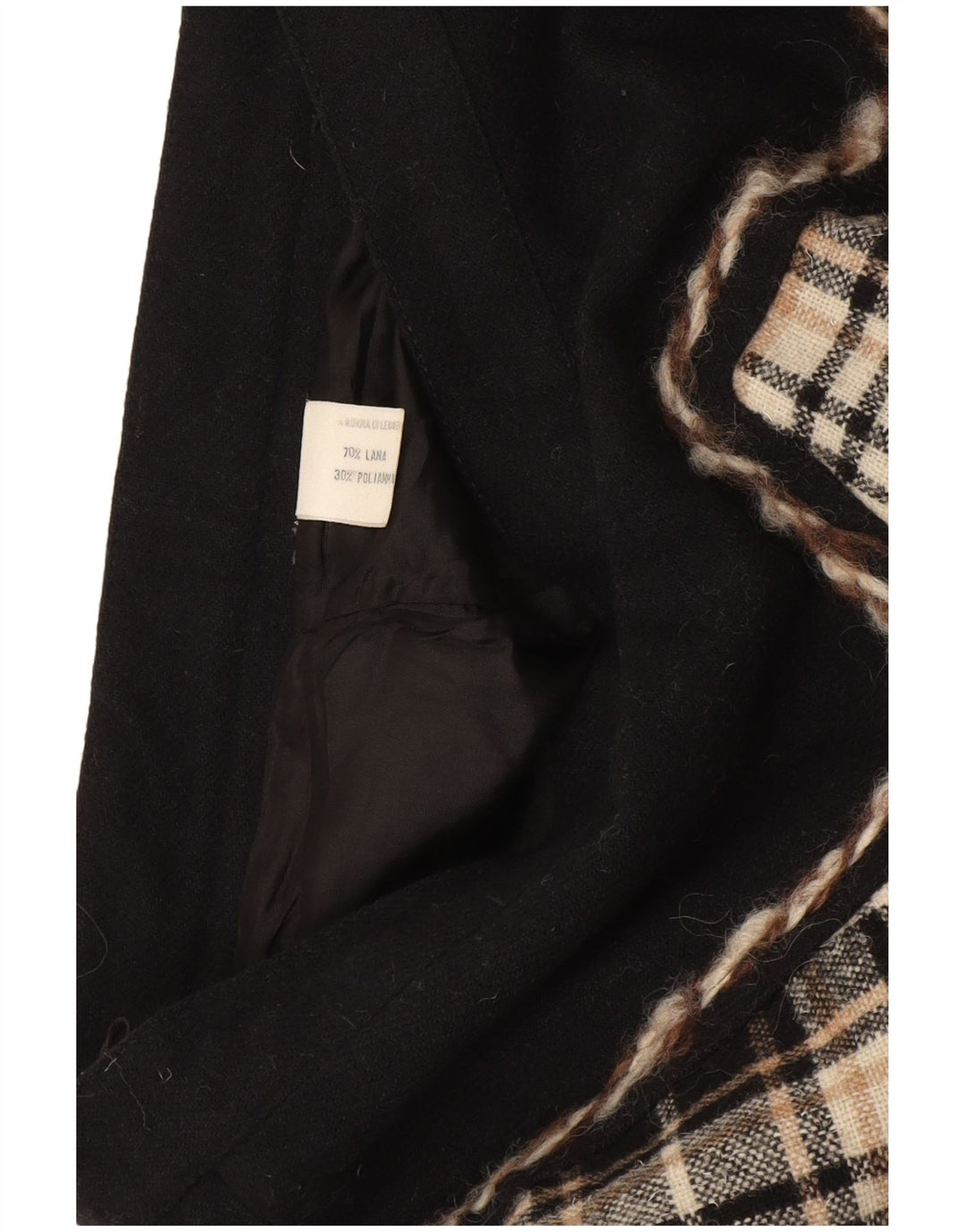 Fustă A-Line pentru Damă Vintage W28 Lână Neagră Mediu Check