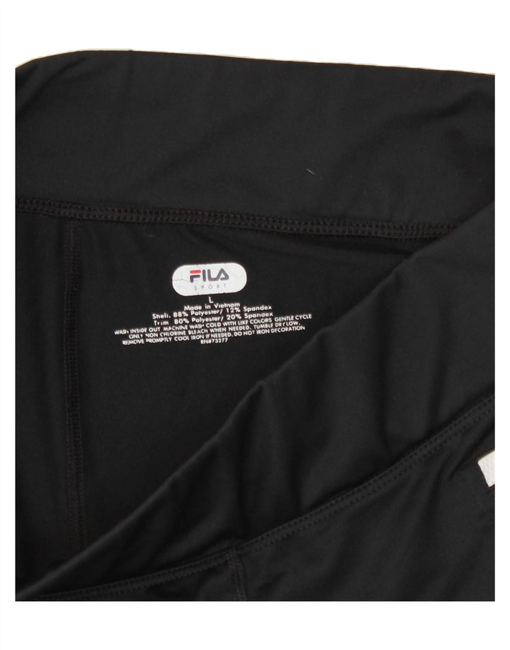 FILA Womens Bermuda Sport Shorts UK 14 Large  Black Polyester Vintage Fila and Second-Hand Fila from Messina Hembry 