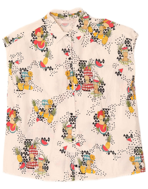 Bluză Cămașă Fără Mâneci Trafaluc pentru Damă Zara UK 10 Small White Geometric