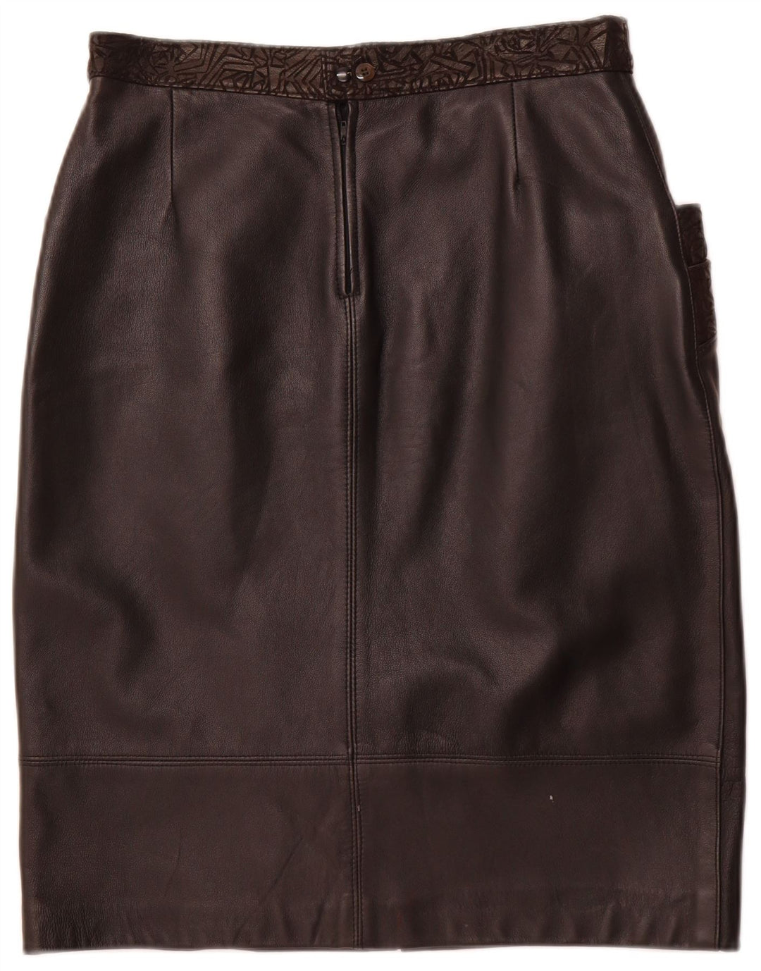 Fusta din piele pentru femei VINTAGE W30 Piele geometrică neagră medie