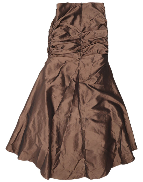 Rochie vintage pentru femei supradimensionate fără bretele UK 8 mic maro poliester