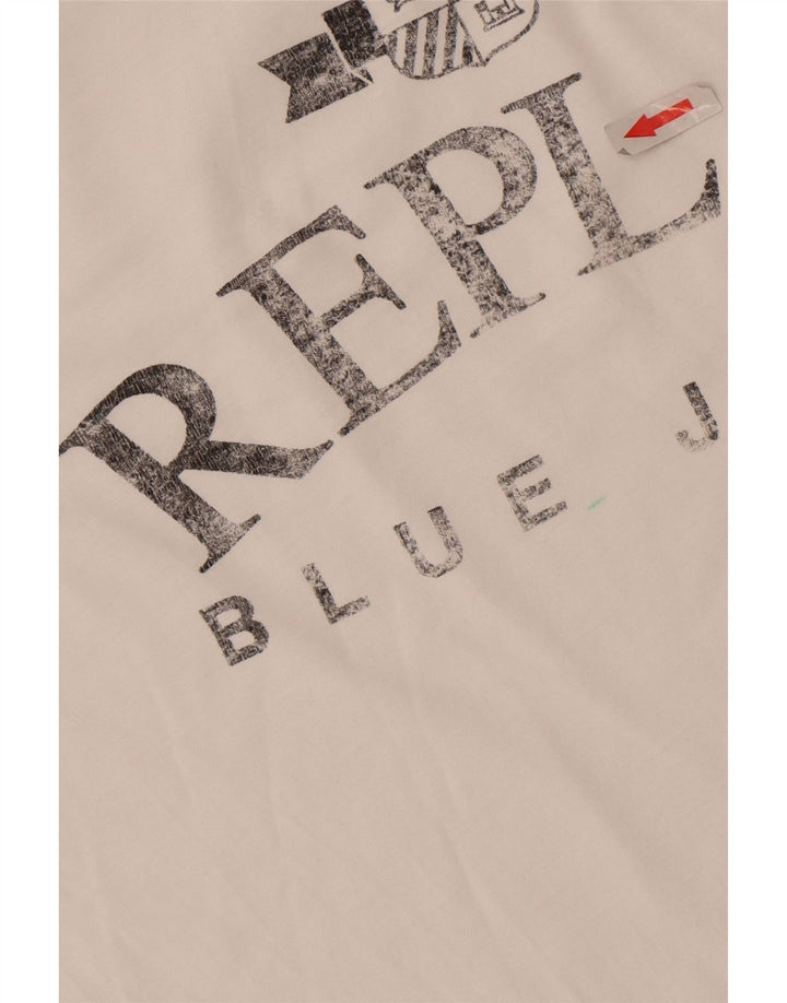 Tricou grafic pentru bărbați Replay Top mare alb