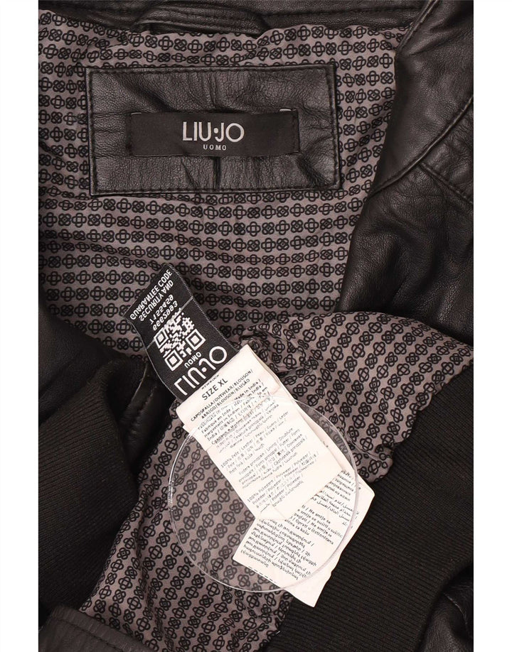 Jachetă din piele pentru bărbați Liu Jo UK 42 XL Negru