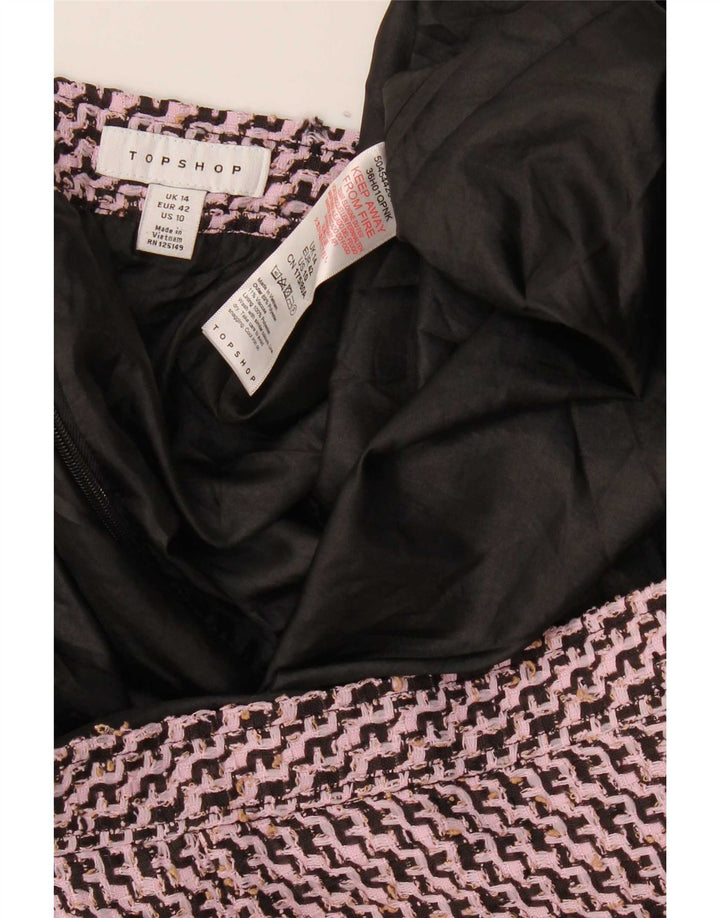 Fusta mini Topshop pentru femei UK 14 Large W32 Pink Chevron Poliester