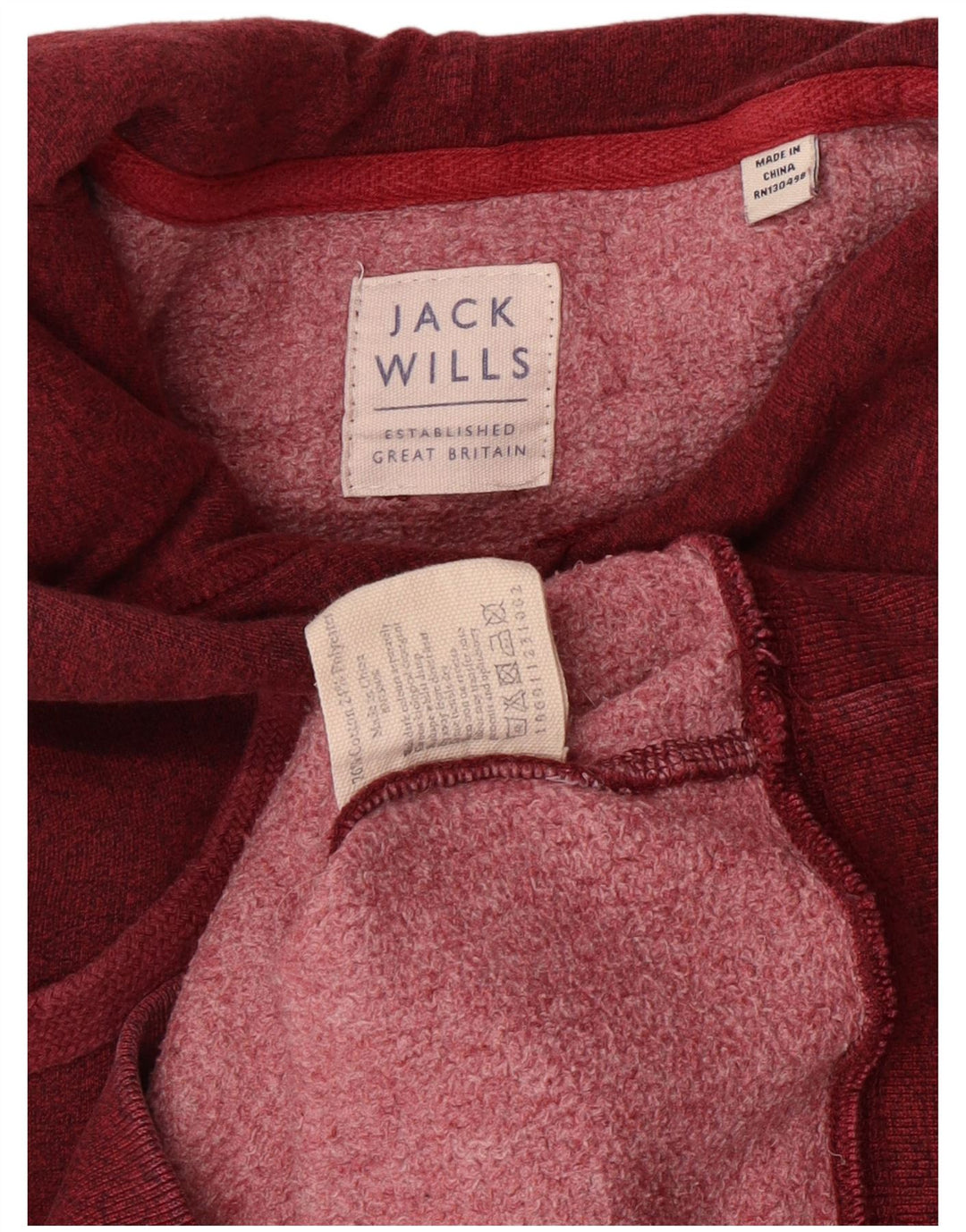 JACK WILLS Pulover cu glugă cu grafică pentru bărbați, bumbac cu pete burgundy