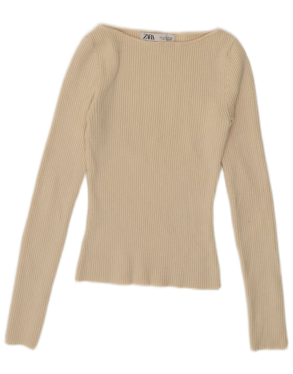 Crop Top pentru femei Zara cu mânecă lungă UK 8 Small Bej