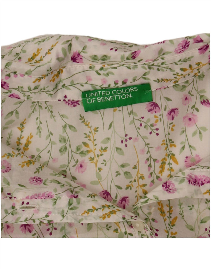Cămașă BENETTON pentru femei UK 14 Medium White Floral