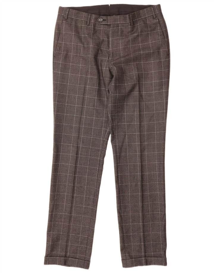 CORNELIANI Pantaloni Drepți Bărbați IT 50 Large W34 L32 Gri Check