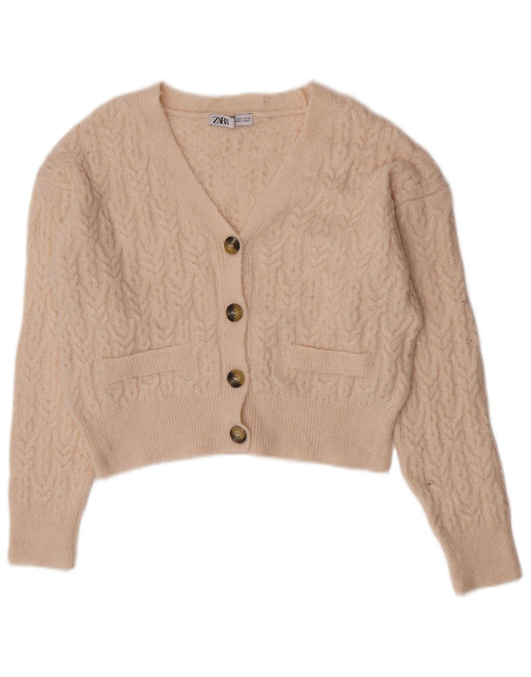 Pulover cardigan supradimensionat pentru femei Zara UK 10 Mic Bej Acrilic