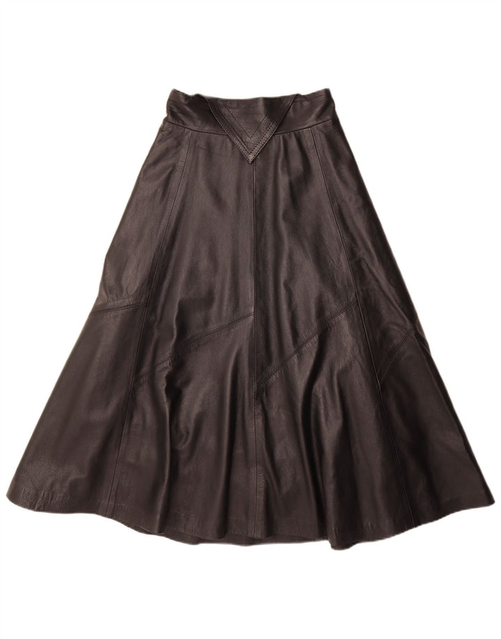 Fusta evazată din piele pentru femei Vintage Medium W28 Negru
