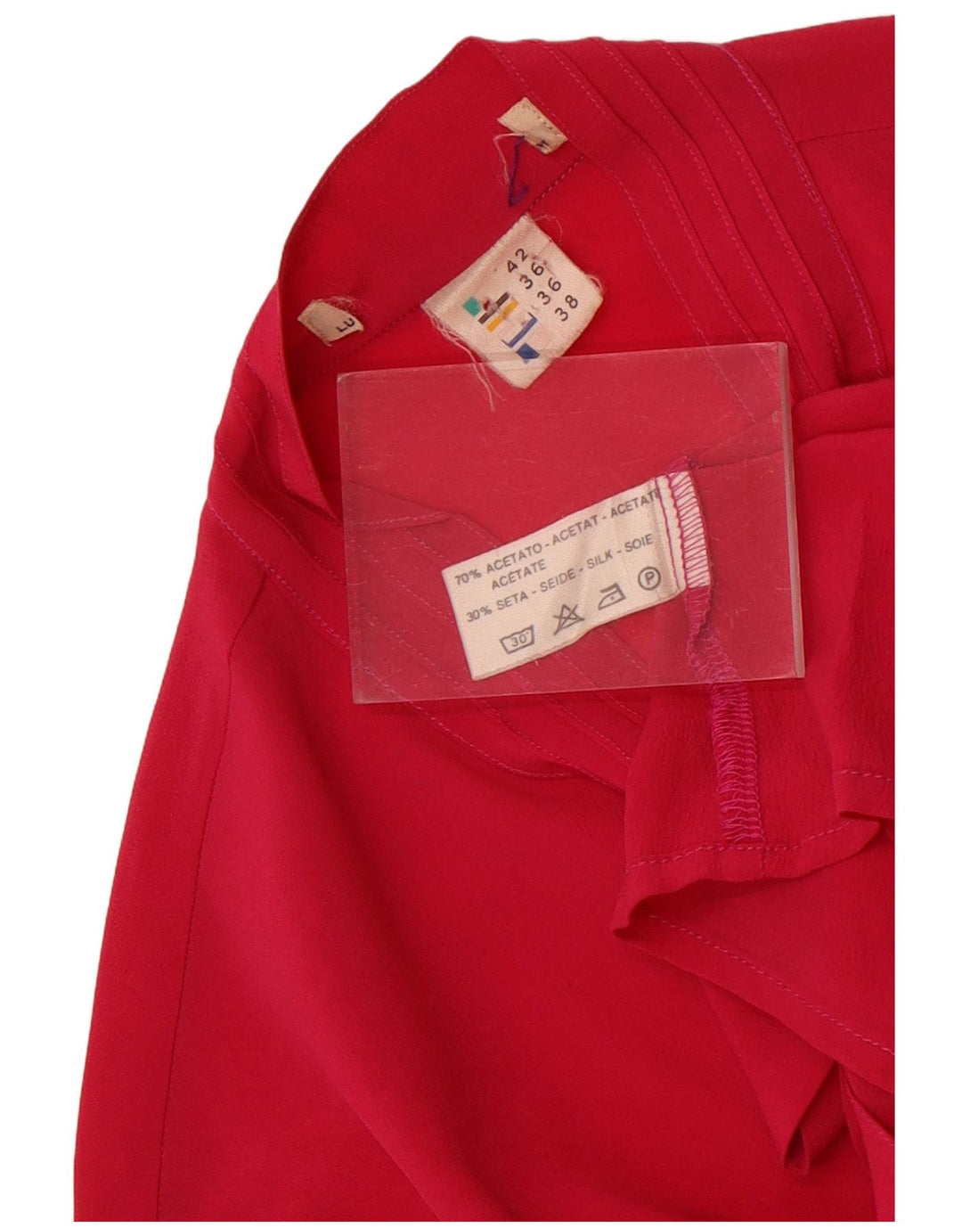 Bluză vintage pentru femei cu cravată în față IT 42 Acetat roz mediu