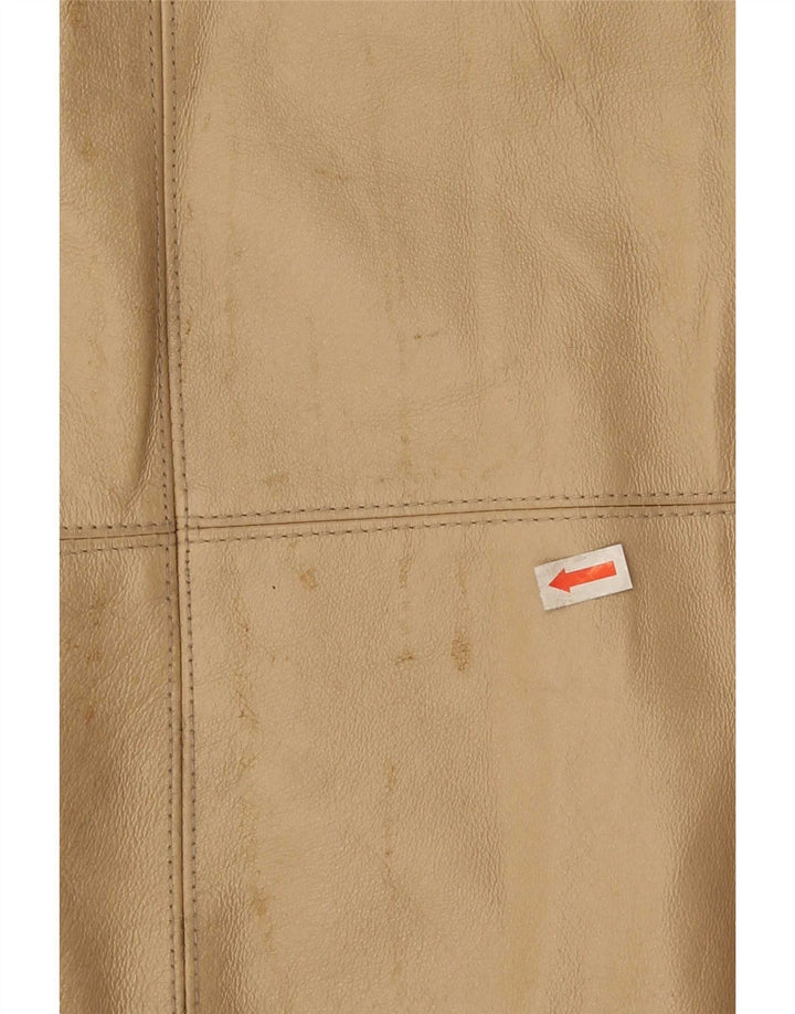 Palton din piele vintage pentru femei EU 50 3XL Bej Clasic