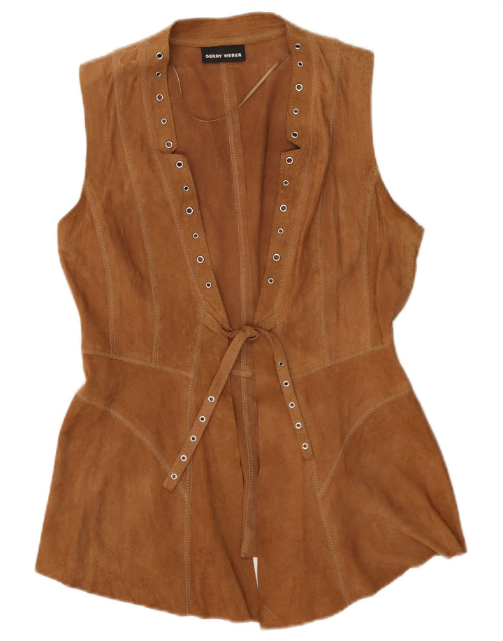 Gerry Weber Gilet de piele intoarsa pentru femei UK 10 Mic Maro Piele