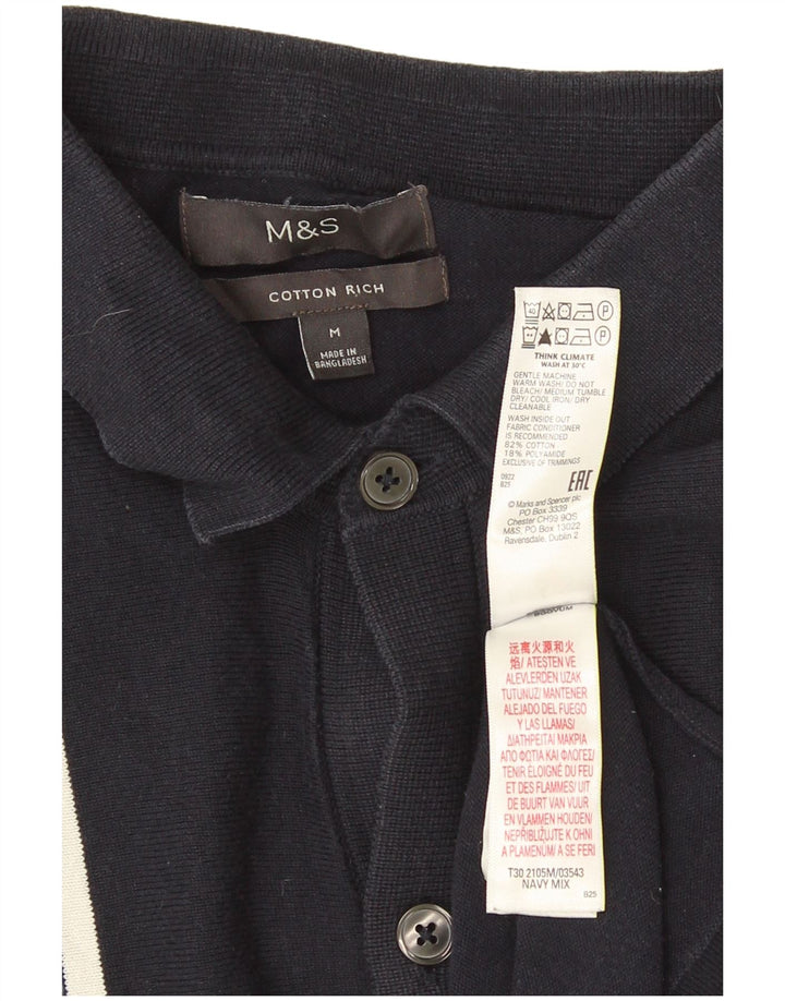 Pulover cardigan pentru bărbați Marks & Spencer, bumbac cu dungi albastru bleumarin mediu