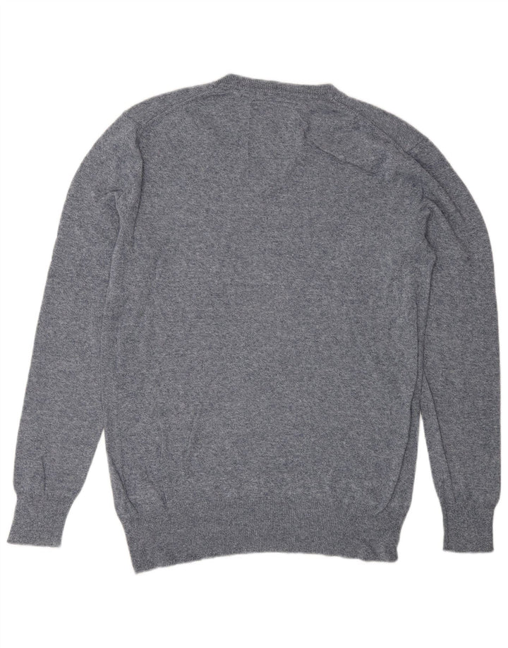 SUPERDRY Mens V-Neck Jumper Sweater Small Blue Cotton