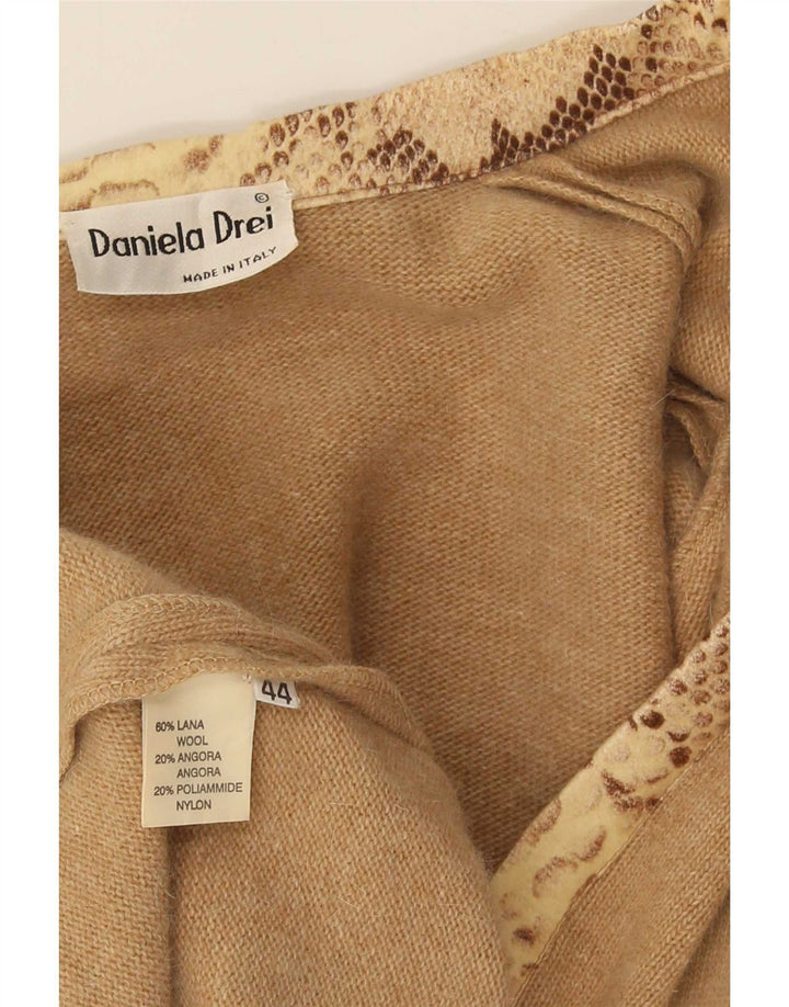 Pulover Cardigan Femei Daniela Drei Cravata Fata IT 44 Lână Maro Mediu