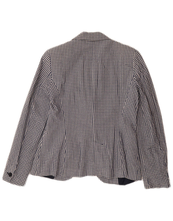 Jachetă Blazer Femei ZARA 1 Buton EU 38 Bumbac Gingham Mic Albastru