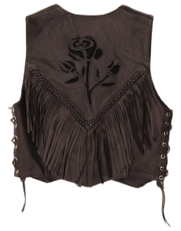 HELD Gilet pentru motociclete pentru femei UK 12 Medium Black Floral Leather