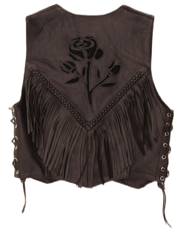 HELD Gilet pentru motociclete pentru femei UK 12 Medium Black Floral Leather