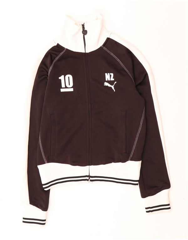 Jachetă de top pentru trening PUMA Crop pentru femei UK 10 Small Black Colorblock