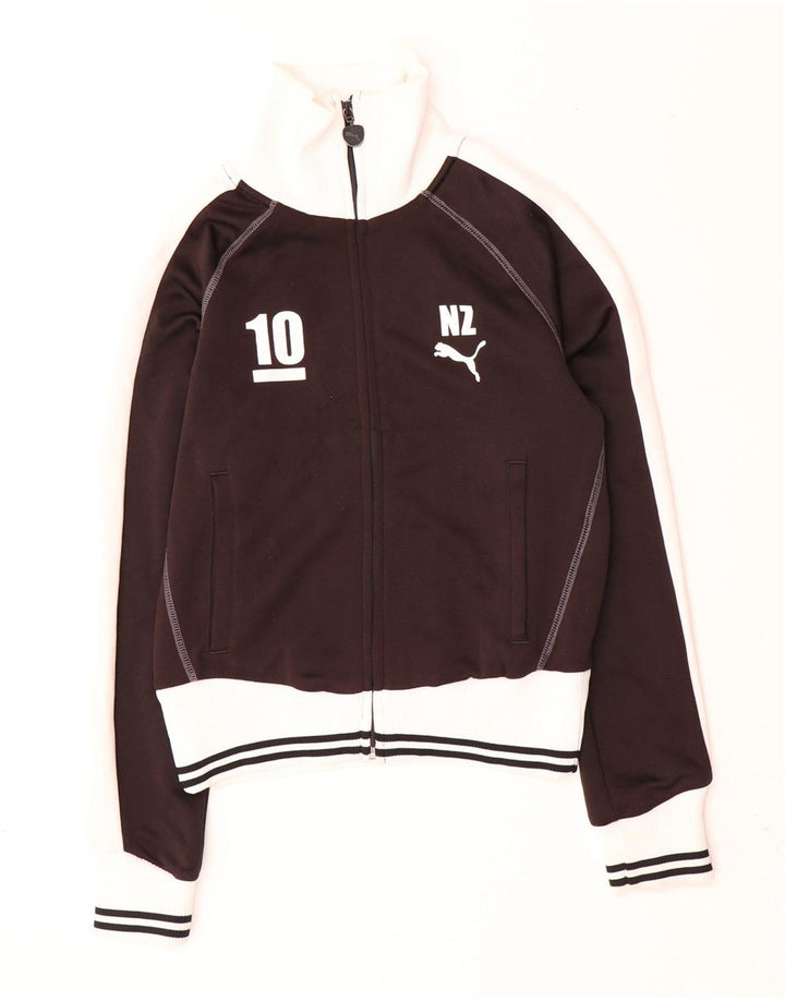 Jachetă de top pentru trening PUMA Crop pentru femei UK 10 Small Black Colorblock