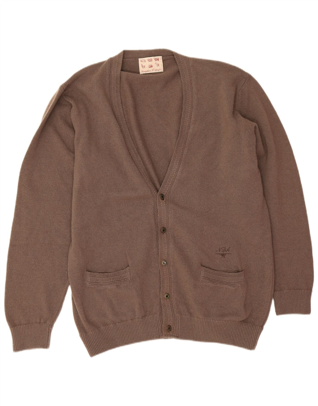 Cardigan Vintage pentru bărbați, 2XL, lână maro