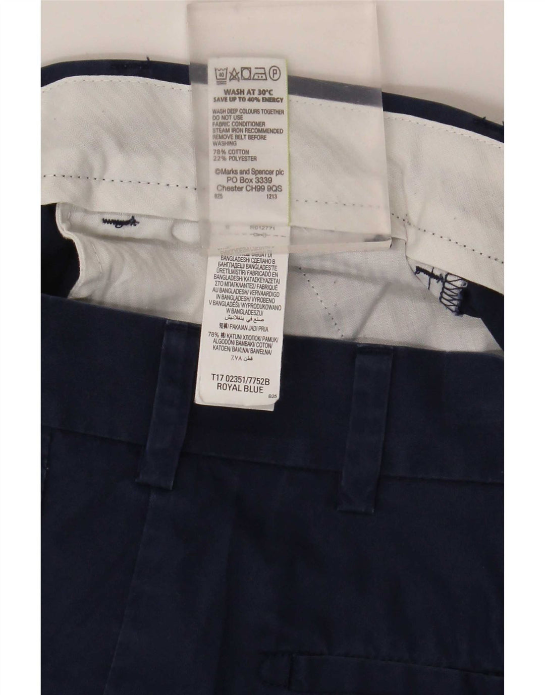 Pantaloni scurți chino pentru bărbați Marks & Spencer W34, mare, albastru, bumbac