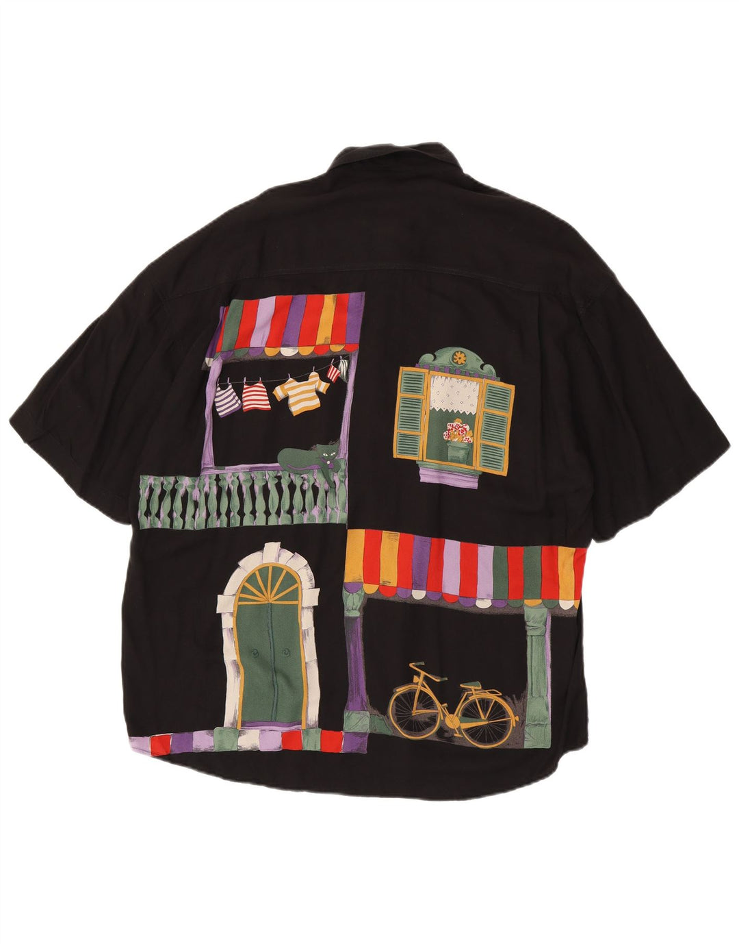 Cămașă cu mânecă scurtă pentru bărbați Cadini Suze 41/42, mare, neagră, viscoză