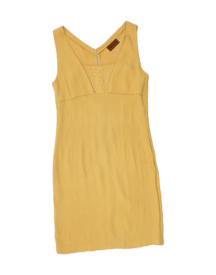VINTAGE Womens Sleeveless Sheath Dress IT 46 Large Yellow Vintage Vintage and Second-Hand Vintage from Messina Hembry 