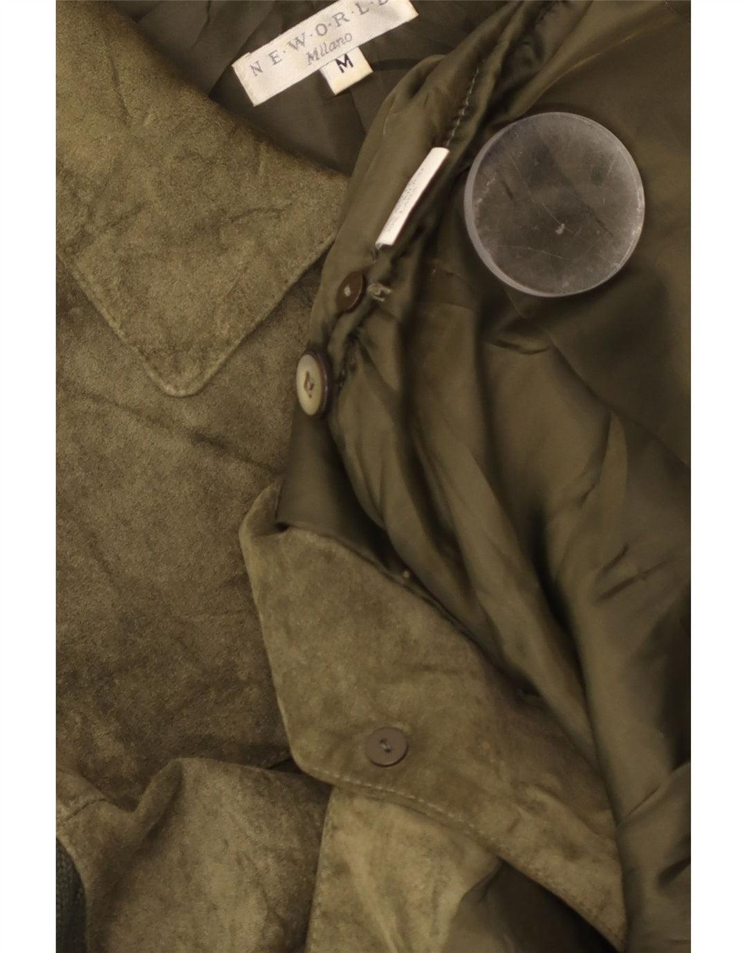 Jachetă vintage pentru femei tricotată din piele intoarsa UK 14, verde medie, piele