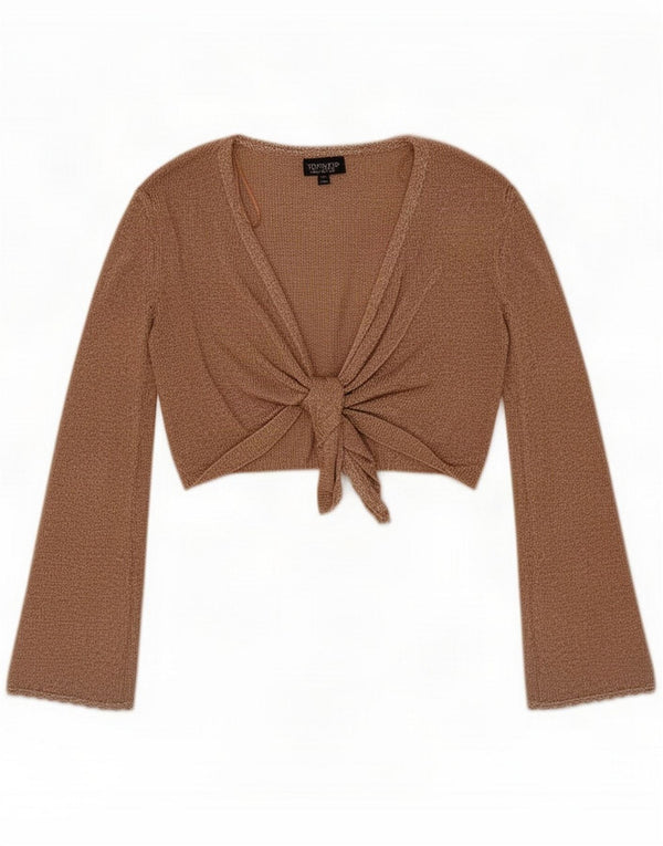 Topshop Womens Oversized Wrap Crop Top UK 12 Medium Brown Bumbac