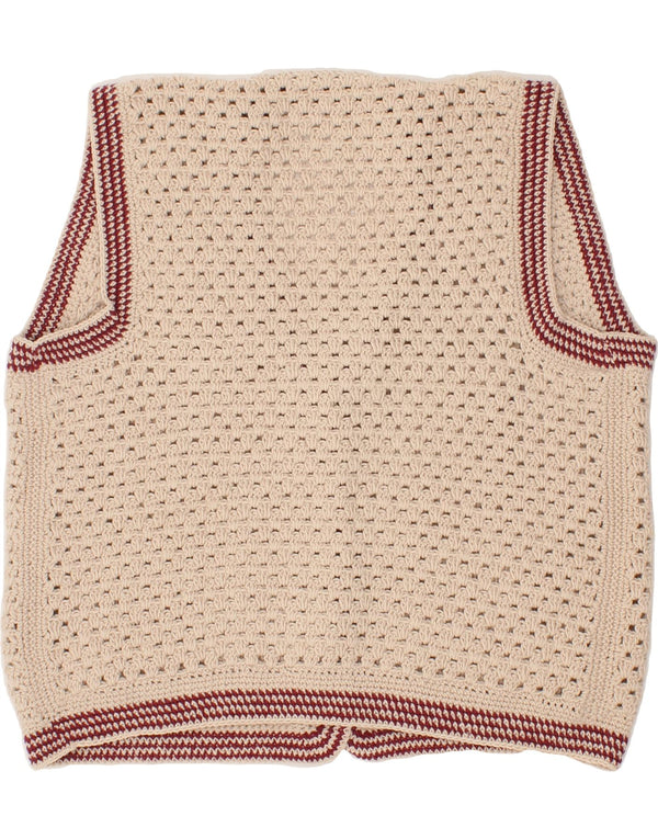 Pulover cardigan fără mâneci pentru femei VINTAGE UK 18 XL Bej
