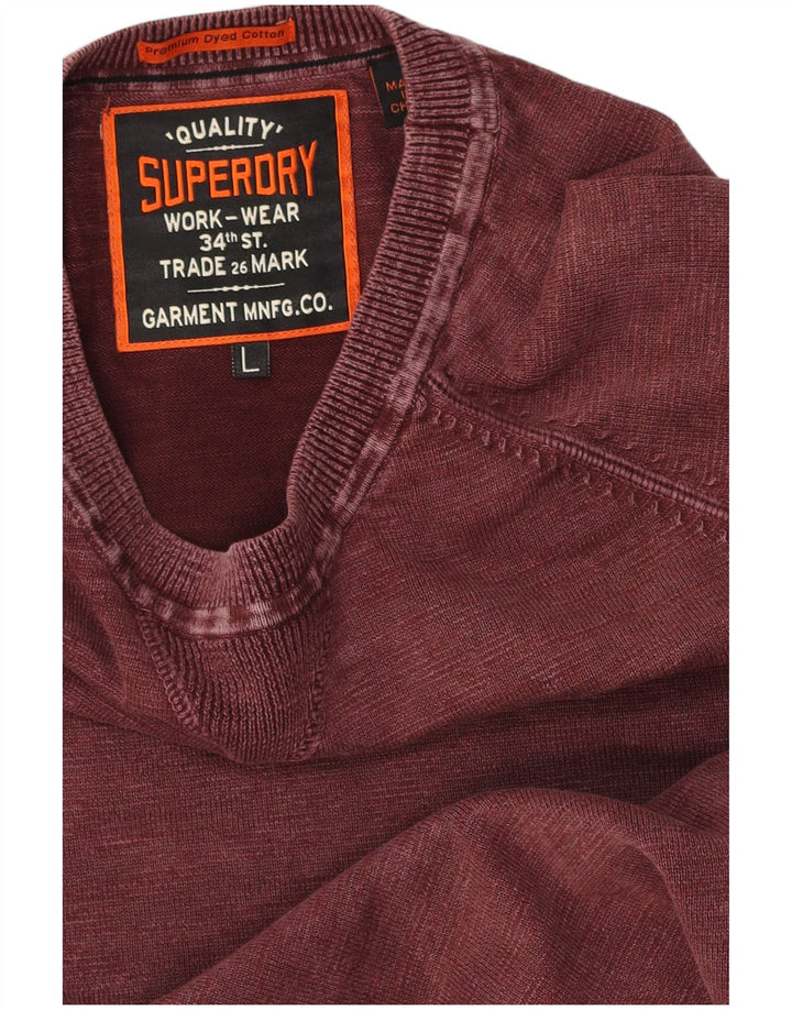 Pulover pentru bărbați Superdry Pulover mare din bumbac burgundy