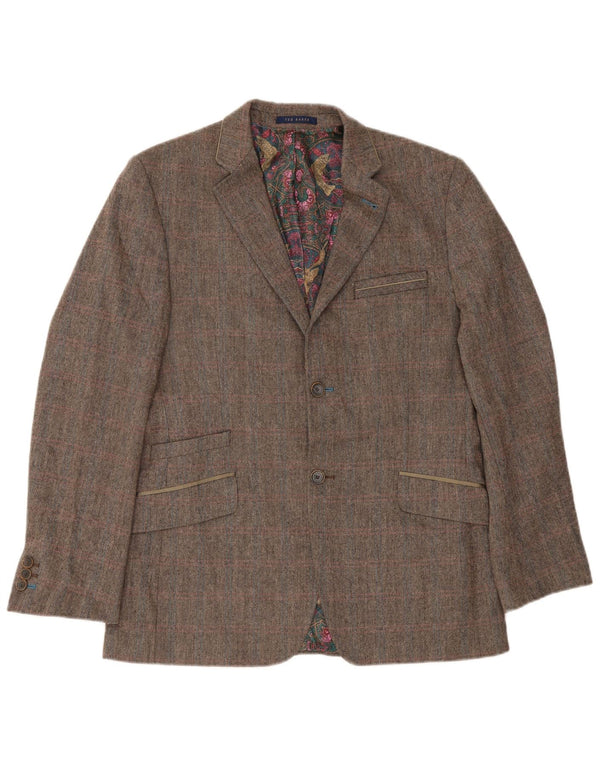 Jachetă blazer Ted Baker pentru bărbați, cu croială obișnuită, UK 40 Large Brown Herringbone