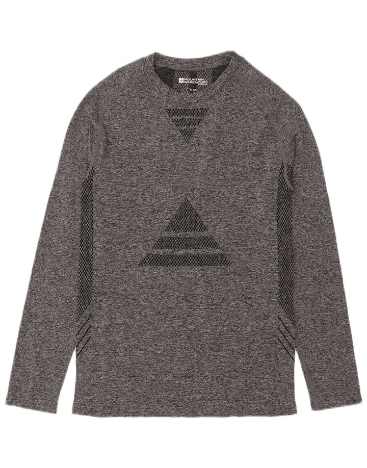 Top pentru bărbați Mountain Warehouse cu mânecă lungă, gri mediu, poliamidă geometrică