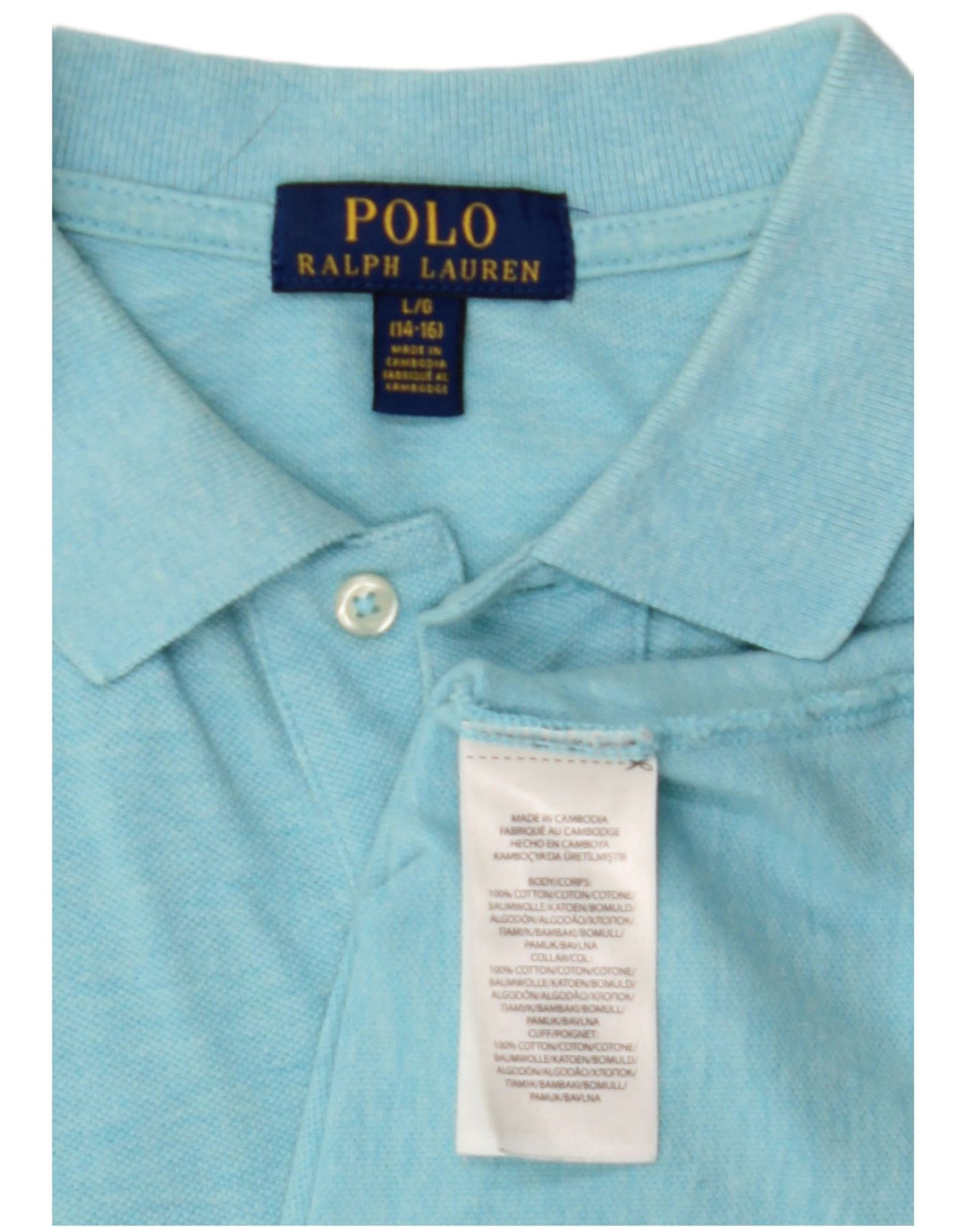 POLO RALPH LAUREN Tricou Polo Băieți 14-15 Ani Mare Bumbac Albastru