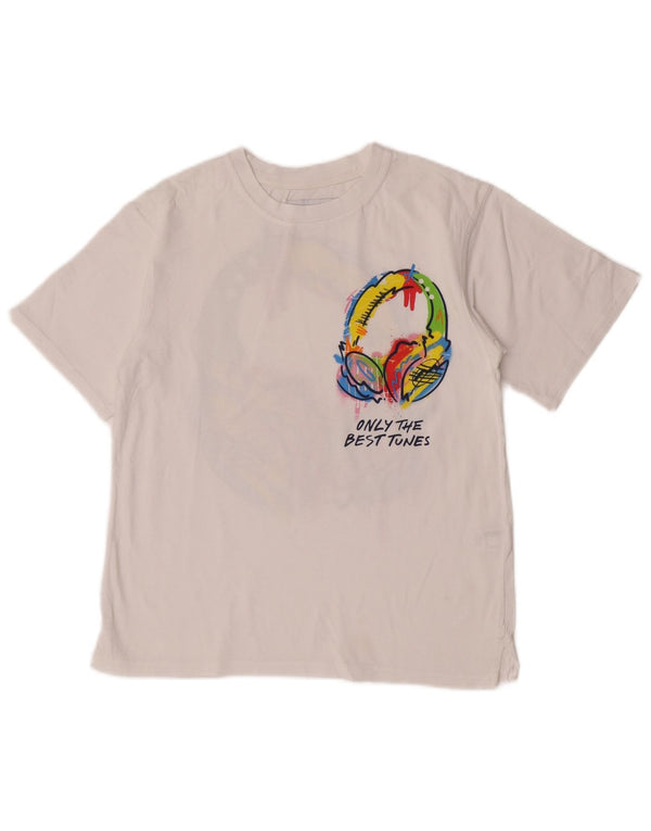 Zara Boys Graphic T-Shirt Top 11-12 Years White Cotton