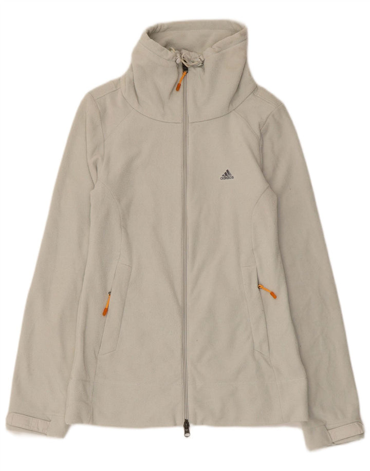 Jachetă Fleece Adidas pentru femei UK 12 Medium Gri Poliester cu dungi