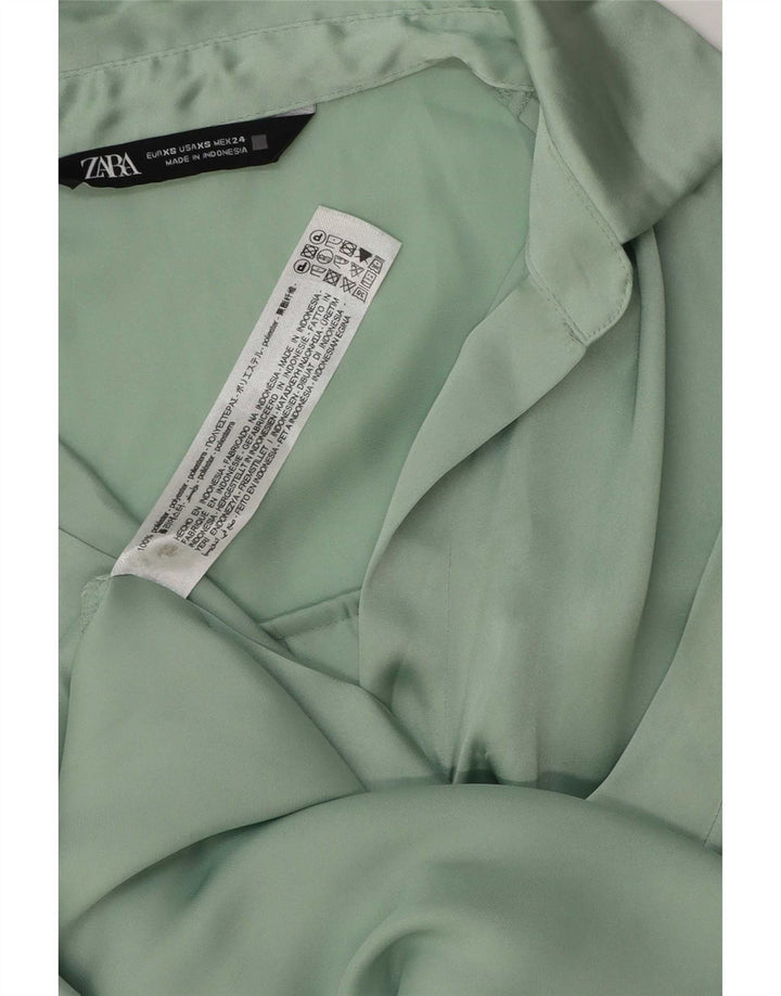 Bluză cămașă supradimensionată pentru femei Zara UK 6 XS Poliester verde