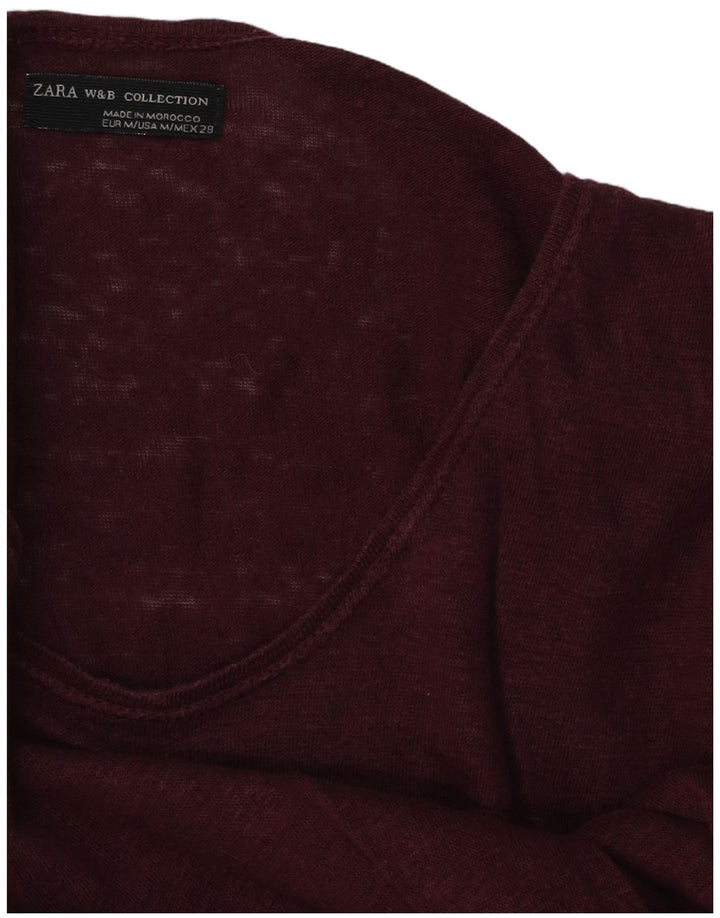 Top tricou pentru femei Zara UK 14 Medium Burgundy