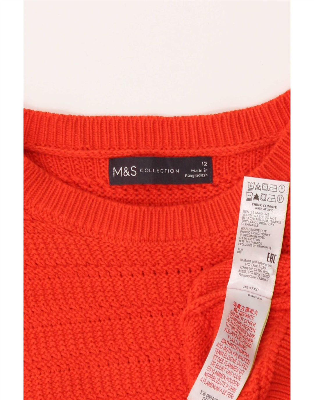 Pulover pentru femei Marks & Spencer cu decolteu rotund portocaliu mediu UK 12