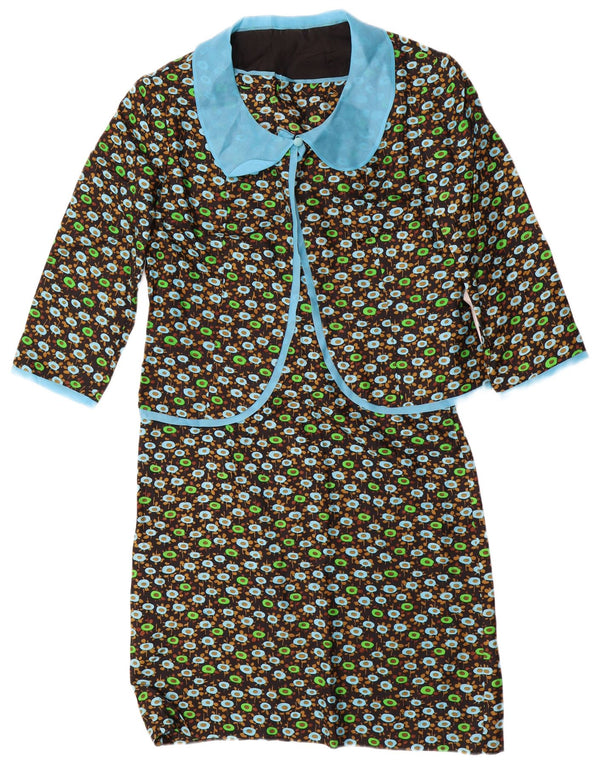 VINTAGE Set 2 piese mâneci 3/4 pentru femei UK 14 Medium Black Floral