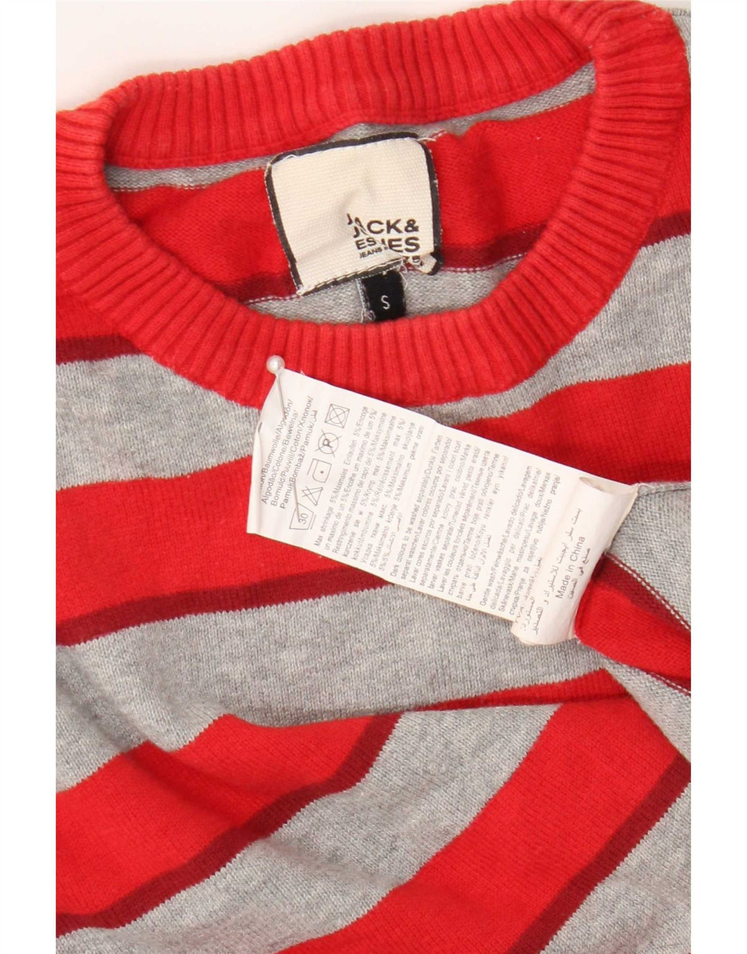 Pulover Jack & Jones pentru bărbați, cu tăiere obișnuită, cu gât roșu mic, cu dungi