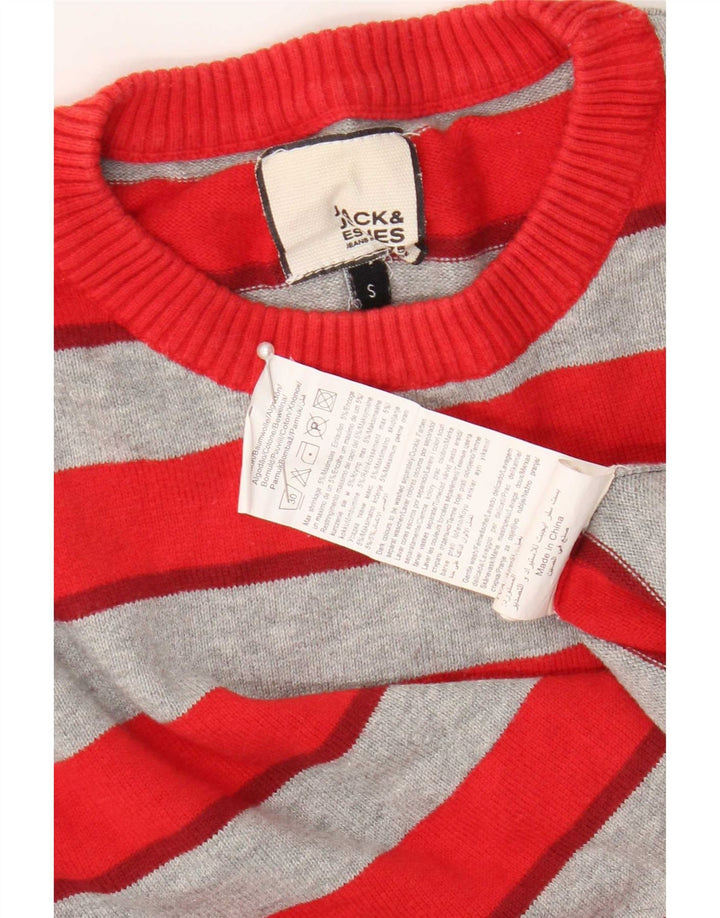Pulover Jack & Jones pentru bărbați, cu tăiere obișnuită, cu gât roșu mic, cu dungi