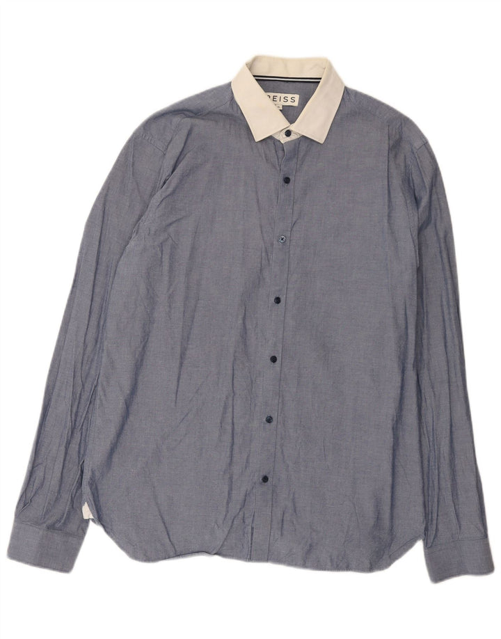 Cămașă pentru bărbați Reiss XL, albastru, bumbac color-bloc
