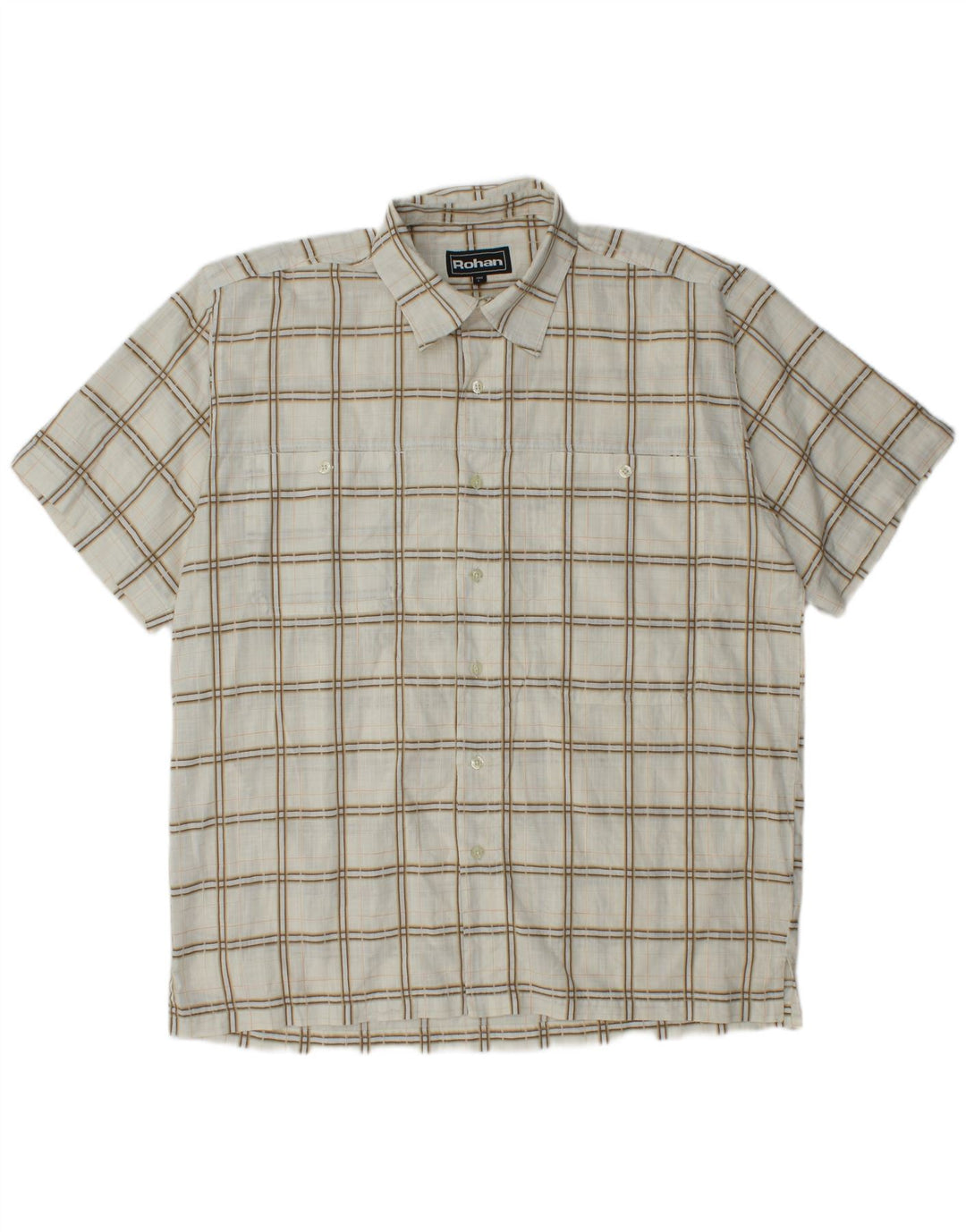 Cămașă cu mânecă scurtă pentru bărbați Rohan, mare, din poliester cu carouri alb