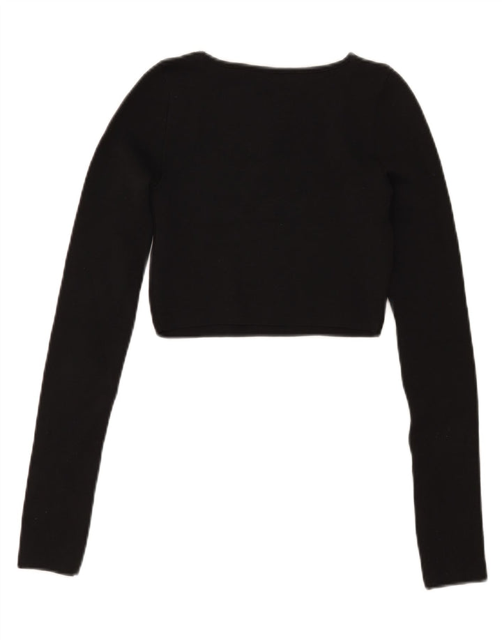 Crop Top pentru femei Zara cu mânecă lungă UK 8 Mic Negru